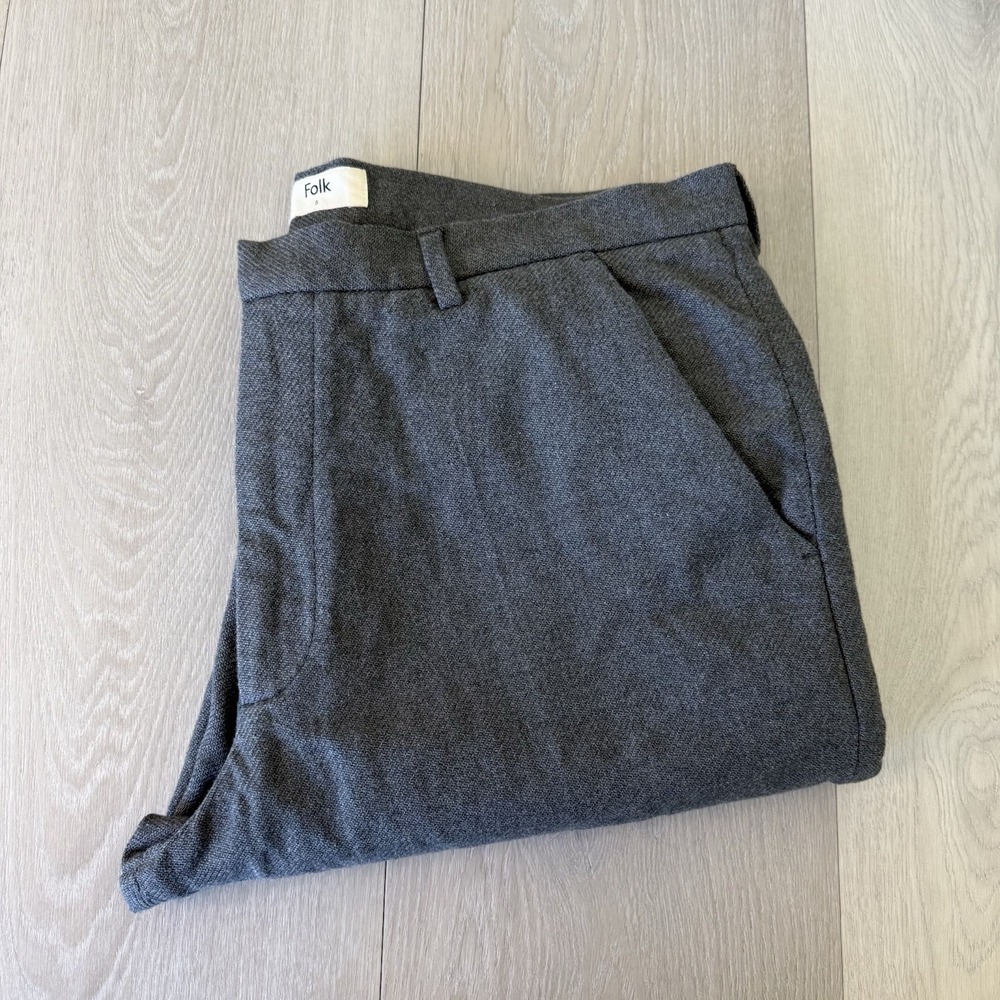 Folk Clothing Pants Mens Size 5 Gray Flannel 100% Cotton 36x33